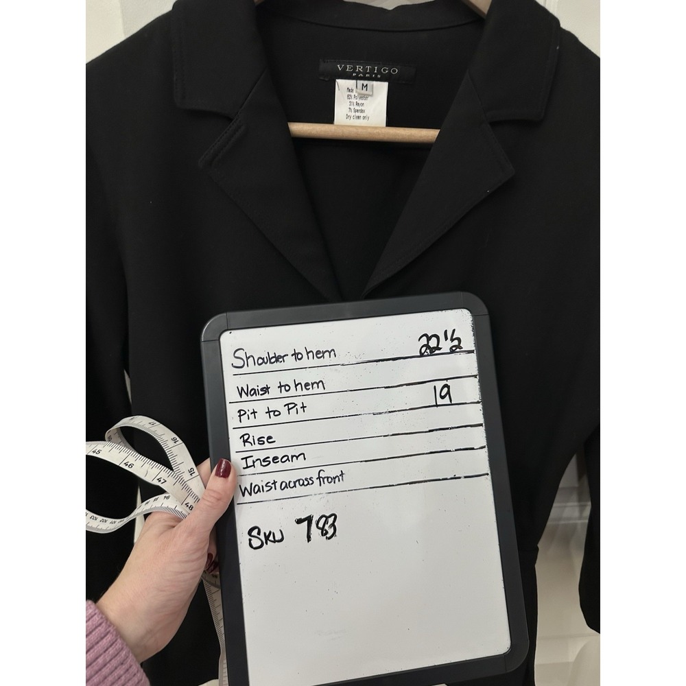 Vertigo Paris Blazer Jacket Size M Black Zip Up Buckle Detail Vintage - Picture 7 of 7